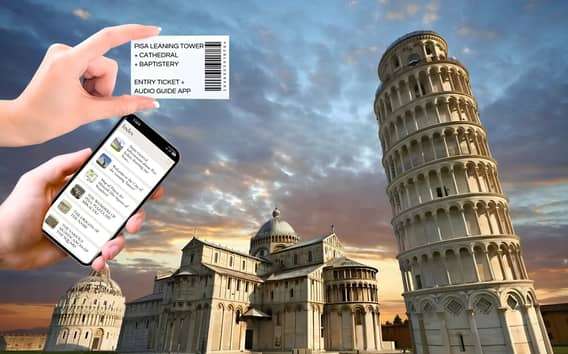 Ticket scheve toren van Pisa met kathedraal en audio-app