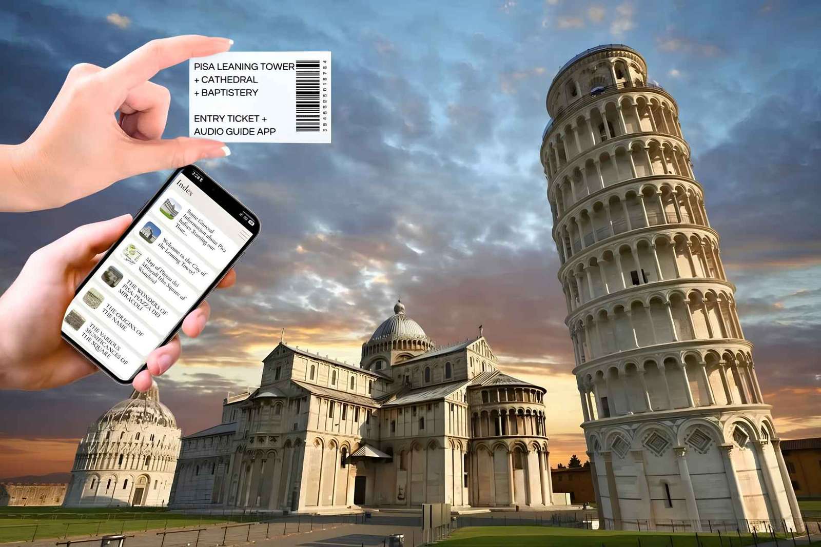 Billet pour la tour penchée de Pise, cathédrale et audioguide